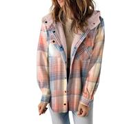 Iuyhau Womens Sherpa Lined Flannel Jacket with Pockets Plaid Button Down Oversized Fuzzy Shirt Jackets Hooded Warm Coat Sherpa Fleece Warm Heavyweight Sweatshirt for Women (Sherpa Fleece Throughout)