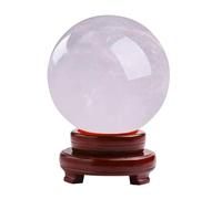 IUYIXWFP Energy Stone Crystal Ball with Wood Stand - Divination Sphere for Chakra Healing Home Office Decor Meditation Semi-precious Ball, White,1.96in