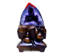 IUYIXWFP Large Natural Amethyst Geode Decor - 34cm Height Purple Crystal Cluster for Wealth & Abundance, Feng Shui Money Tree Display Piece