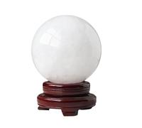 IUYIXWFP Natural Quartz Crystal Healing Ball Wind Crystal Ball for Lucky Wealth Protect The House,White, Home Decoration(Ball and Base,),7.48in