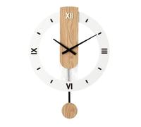 IUYIXWFP Wooden Swing Clock, The Mute Wooden Roman Numeric Hanging Clock, Suitable for Decorative Living Room, Kitchen, Bedroom, Office,B