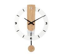 IUYIXWFP Wooden Swing Clock, The Mute Wooden Roman Numeric Hanging Clock, Suitable for Decorative Living Room, Kitchen, Bedroom, Office,A