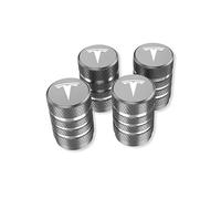 IUYTGTR 4 Pcs Car Wheels Valve Caps, for Tesla dedicated Tyres Universal Caps, cars Bikes Motorbikes Dust Caps Tyres Decoration Accessories,normal-Grey