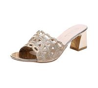 IUYTYSER Comfortable Soft Women'S European And American Retro Foreign Trade Large Size Hollow High Heel Casual Shoes Sandals Womens 8 1/2 Wide (Gold, 6) Black Heels White Kitten For Women