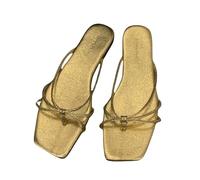 IUYTYSER Flip Flops Women Arch Support Ladies Slippers Flat Popular In The Internet Fashionable Holiday Beach Leisure Dinosaur For With Sound (Gold, 5) Sliders Women'S Sandals & Slides White