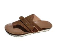 IUYTYSER Flip Flops Women Arch Support Women'S Big Yards Set Toe Slippers Summer New European Flat Bottom Retro Sandal Drag Europe And The States Clip Fashion Female House (Brown, 43) Black
