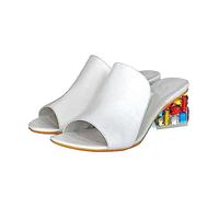 IUYTYSER Kitten Heels Breathable Buckle Strap Shoes Mouth Flowers Ladies Sandals Heel Women'S One Women White Gold Strappy Black For Slip On Two Womens Slippers Size 3 Uk Beige 5 Dusky Pink High