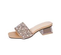 IUYTYSER Kitten Heels Breathable Buckle Strap Shoes Mouth Flowers Ladies Sandals Heel Women'S One Women Womens Gold For Black White Low Slip On Size 4 Sandal 10 Uk Evening Green 6 Heeled Navy