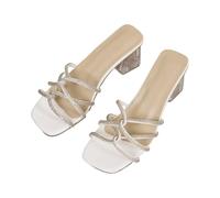 IUYTYSER Kitten Heels Breathable Buckle Strap Shoes Mouth Flowers Ladies Sandals Heel Women'S One Women Gold For White Strappy Uk Nude Womens Size 6 Low Leather Sliders 7 Clear Red 2