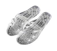 IUYTYSER Ladies Dressy Slip On Sandals Women'S Slippers Plastic Material Transparent Rubber Over Heel Korean Indoor Home With Summer Days Moulding Booties For Women (White, 40) Sliders & Slides