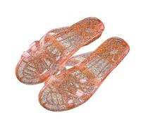 IUYTYSER Ladies Dressy Slip On Sandals Women'S Slippers Plastic Material Transparent Rubber Over Heel Korean Indoor Home With Summer Days Moulding Booties For Women (Orange, 40) Size 6 Womens