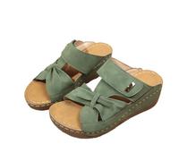 IUYTYSER Ladies Open Toe Wedge Slippers Sandals For Women Casual Summer Hollow Out Sandal Slides Comfort Outdoor Beach Walking Shoes Most Loved Womens (Green, 5) Wide Fit Size 5 Uk Fitting