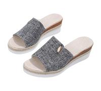 IUYTYSER Ladies Summer Platform Slippers Women'S Beach Slope Heel Hollow Casual Bottom Shoes Sandals Earth Spirit For Women (Grey, 5.5) Wedge Uk Size 4 Sandles Leather Womens Black Foam Mules