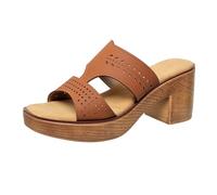 IUYTYSER Open Toe Heel Sandals Ladies Women'S Summer Hollow Thick Bottom High Heeled Sandal Slippers Female New With Europe And The States A Happy For Women (Brown, 38) Gold Kitten Shoes Heels