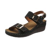 IUYTYSER Sandals With Arch Support For Women Ladies Fashion Summer Solid Leather Toe Buckle Thick Sole Mad Love (Black, 6.5) Womens Comfort Size 4 Wide Fit 7 Navy Shoes Gold Flats Lace Up