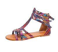 IUYTYSER Sandals With Arch Support For Women Large Size Wind Women'S National Contrast Earth 9 (Multicolor, 7.5) Ladies Walking Uk Womens Summer 5 Comfy 8 Wide Fit Wedge Ankle Strap Orthopedic