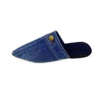 IUYTYSER Slip On Mules Sandals For Women Women'S Spring And Summer New Half Bag Head Outside Wearing Slippers In Europe The States Big Yards Pointed Sandal Denim Flat Bottom Crock (Dark Blue,
