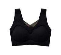 IUYTYSER Wireless Push Up Bra Non Wired Women's Underwear Small Breasts are Made Larger No Rims Vest Style Anti Sagging Compression Sports Bras for Women Gel Padded Super 36G T Shirt Black L