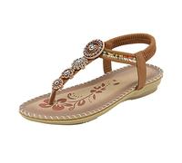 IUYTYSER Women Casual Back Strap Sandals Flat Summer Open Shoes Breathable Toe Women'S Elastic Beach Outdoor City Classified For (Brown, 6.5) Silver White Gold Size 5 Rose Strappy 7 Ladies 6 Uk