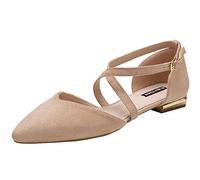 IUYTYSER Women Comfort Wedge Sandals Women'S New Medium Heel Pointed Buckle Shallow Mouth Suede Retro Single Shoe Life Strides (Pink, 4.5) Ladies Summer Closed Toe For Shoes White Dress Wedges