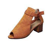 IUYTYSER Women Elegant Summer Heels Spring And New Surplus High Heel Sandals For Border Large Size Hollow Out Women'S Shoes In Europe America Back Zipper 90S (Brown, 5) White Silver Black Wide