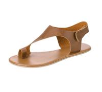 IUYTYSER Women Flat Summer Sandals Women'S Explosion Heel Ankle Large Size Foreign Trade Womens S 9 (Brown, 42) Silver For Gold Ladies 7 8 Uk Walking Pretty Footbed Dune Loupe Black Leather