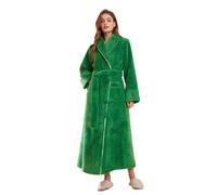 IUYTYSER Women Fluffy Dressing Gown Full-Length Robe for Women UK Luxury Sherpa Bear Winter Drying Bathrobe Collared V-Neck Style Cosy Trendy Loungewear Night Sleepwear Spa Hotel Green M