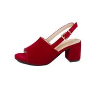 IUYTYSER Women Mid Heel Summer Sandals Solid Color Square Toe Chunky High Heeled Women'S Roman Jelly For Size 8 (Red, 6) Gold Shoes Black Heels Silver Block White 5 Ladies Sparkly Glitter Royal