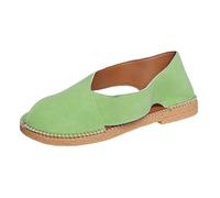 IUYTYSER Women Office Summer Sandals Roman Soft Leather Handmade Closed Toe Side Hollow Womens Size 11 (Green, 5.5) Ladies Wedges Shoes For White Wedge Tan Wide Fit 7 6 Uk Close Trouser Heel 4