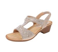 IUYTYSER Women Open Toe Heeled Sandals Women'S Summer Ethnic Style Thick Shoes Light And Comfortable Casual With Bunions (Rose Gold, 4) Heels For Ladies Size 6 Gold Silver Wide Fit Black Glitter