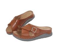 IUYTYSER Women Slip On Wedge Slides Women'S Summer Slope Heel Beach Shoes Oversized Sandals And Slippers House Slipper For Hardwood Floor (Brown, 4.5) Ladies Size 6 Uk 5 Sliders Womens 3 Mule