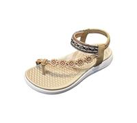 IUYTYSER Women Thong Sandals With Back Strap Women'S Roman Casual Flower Elastic Summer New Thick Bottom Bow Tie For (Khaki, 6) White Flat Gold Silver Size 7 Ladies Walking Womens 8 Diamante Uk