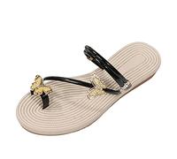 IUYTYSER Women Walking Toe Post Sandals Ladies Fashion Summer Butterfly Cover Bottom Flat Beach Dress For (Black, 5.5) Size 6 Sparkly Flip Flops Silver Comfortable 7 Uk Lace Up Brown Garden