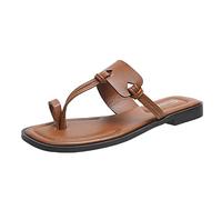 IUYTYSER Womens Fashion Orthotic Flip Flops Direction Color Ladies Shoes Toe Outer Solid Flat Wear Sandals Women'S Wide Width (Brown, 6) Black White Sliders Women Arch Support Leather For Thong