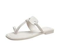 IUYTYSER Womens Fashion Orthotic Flip Flops Direction Color Ladies Shoes Toe Outer Solid Flat Wear Sandals Women'S Wide Width (White, 5.5) Women For Flop Crocs Flipflops Size 6 Orthopedic