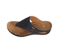 IUYTYSER Womens Fashion Orthotic Flip Flops Women'S Summer New Solid Color Round Head Thick Bottom Hollow Outer Wear Slippers Crazy Lady For Women (Blue, 6.5) Black White Gold Arch Support Uk