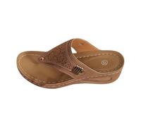 IUYTYSER Womens Fashion Orthotic Flip Flops Women'S Summer New Solid Color Round Head Thick Bottom Hollow Outer Wear Slippers Crazy Lady For Women (Brown, 6) Sliders Foot Thongs Non Slip Gold