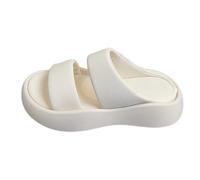 IUYTYSER Women'S Flat Slide Sandals Thick Bottom Soft Leather Slippers Female External Wear Summer New Senior Sense Of Fashion One Drag Casual Sandal Sexy For Women Lingerie (White, 40) Size 5