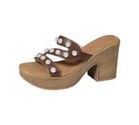 IUYTYSER Women'S Heel Mules Sandals Driftwood Pearl Platform Casual Crazy Slippers For Women Animal (Brown, 4) Heels Gold Womens Shoes Kitten Red Black Strappy Ladies Size 7 Leather Sliders Rose