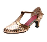 IUYTYSER Womens Heels Pointed Toe Dress Sandals Women Ballroom Dance Shoes Latin Performance Teal for (Bronze, 7) Sling Back Party Ladies Heel Pumps Nude Kitten Beige Pink Wedding Court Size 6