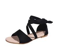 IUYTYSER Womens Orthopedic Sandal Leisure Roman Women'S Flock Summer Non Straps Flat Beach Open Toe Breathable Sandals Shoes Double Buckle For Women Size 13 (Black, 7.5) Walking Uk Ladies 6