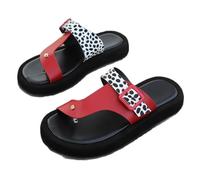 IUYTYSER Women'S Orthotic Cushion Flip Flops Summer Set Toe Flat Bottom Thick Outer Wear Belt Buckle Beach Clip Slippers Shoes Loaf Of Bread For Women (Red, 5) White Black Womens Flop Crocs