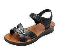 IUYTYSER Womens Sandals Wide Fit Women'S Solid Color Flat - Ankle Strap Open Toe With Closure Pvc Insole & Sole Heel All Season Comfort Shoes Women Heels (Black, 5.5) Walking For Uk Wedge Size 6