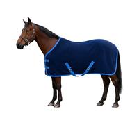 IV Horse Premium Suede Fleece Horse Rug, Navy Blue with Light Blue Trim, 5'0'' - 7'0'' (6'9'')