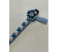 IV Horse Velvet and Satin Browbands with Mini Rosettes sizes small pony to extra full (Baby Blue Turquoise Silver, Extra Full)
