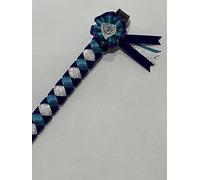 IV Horse Velvet and Satin Browbands with Mini Rosettes sizes small pony to extra full (Purple Turquoise Silver, Full)