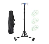 Iv Pole | Adjustable Medical Stand With Bottle Hook | Foldable Equipment, Nursing Bed Accessory, Rolling Base Feature, Indoor Outdoor Home Clinic Healthcare Travel Use