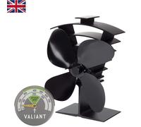 IV Stove Fan & Magnetic Thermometer - Cordless Heat Circulator, Black