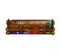IV27 Retro Style VFD Clock with WiFi RGB Backlight Remote Power On Off Brightness Mute Temp Humidity and Date Readings
