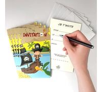 IV5034 Pirates Invitation Cards with 5 White Envelopes 9 x 14 cm - Text I Invite You for (date) at (time) address - Party, Birthday Taste, Fancy Dress, Friends, Friends, Treasure Hunt
